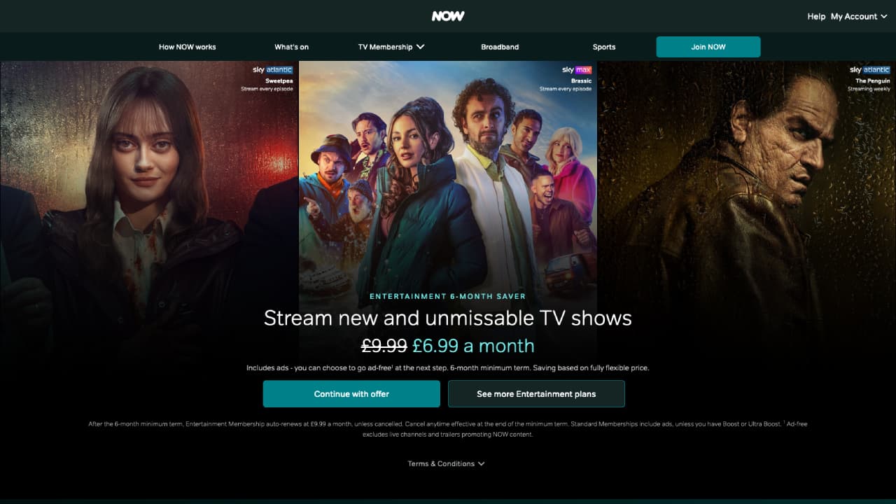 Screenshot of NOW TV / Peacock TV